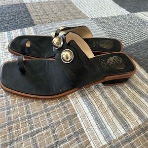 Vince Camuto Black Sandals with Gold Accents